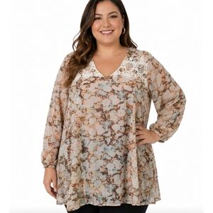 Together Blouse Overside L Lining Long Sleeve V Neck